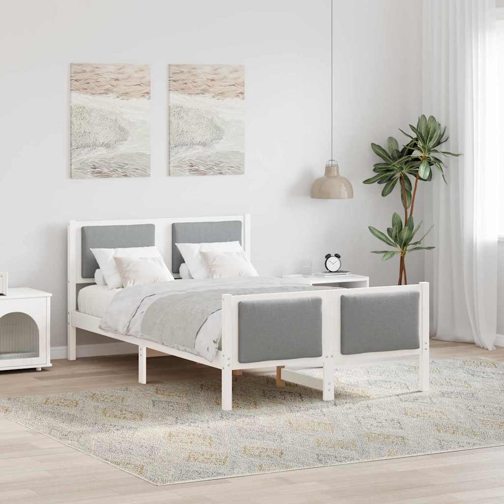Bedframe met hoofdeinde Lichtgrijs 120 x 190 cm Stof is nu te koop bij PeponiXL, paradijselijk wonen!