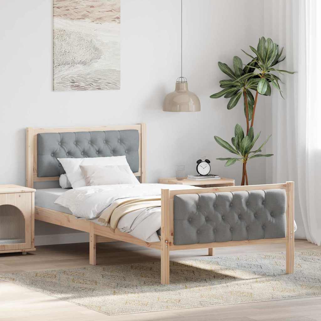 Bedframe Lichtgrijs 90 x 200 cm Massief grenenhout is nu te koop bij PeponiXL, paradijselijk wonen!