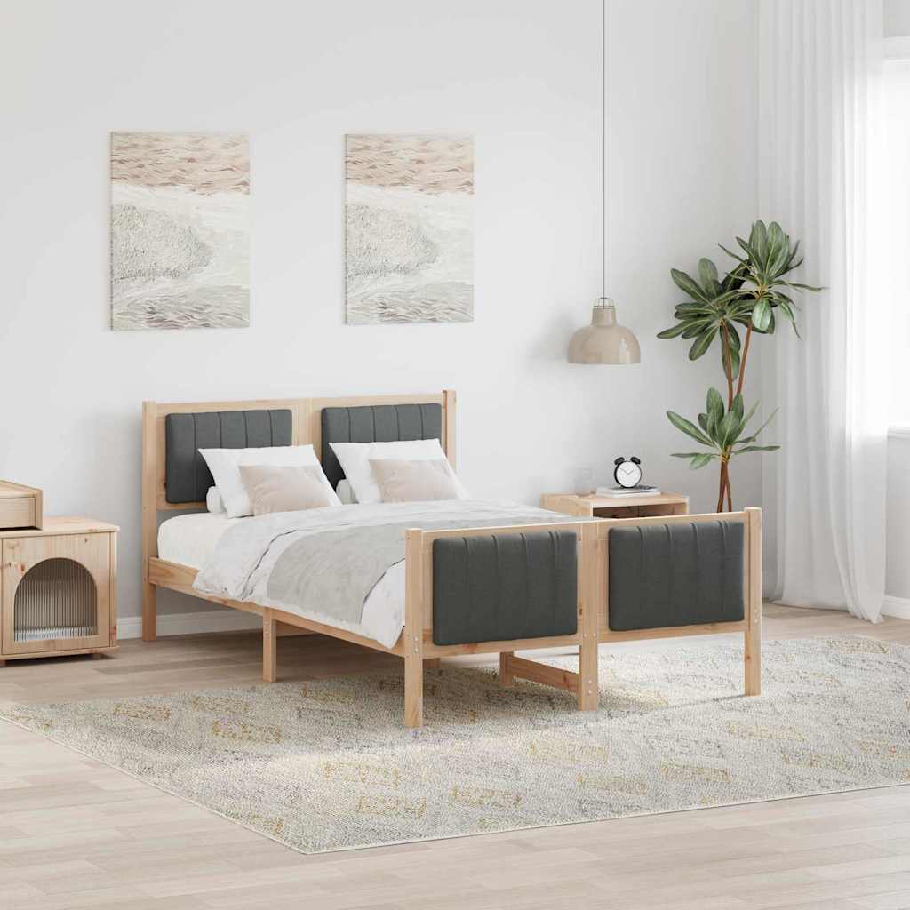 Bedframe Bruin en donkergrijs 120 x 200 cm Massief grenenhout is nu te koop bij PeponiXL, paradijselijk wonen!
