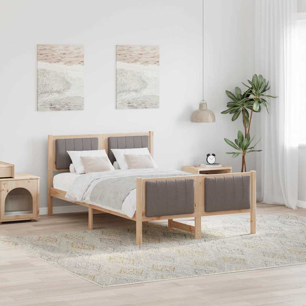 Bedframe Bruin en taupe 120 x 190 cm Massief grenenhout is nu te koop bij PeponiXL, paradijselijk wonen!