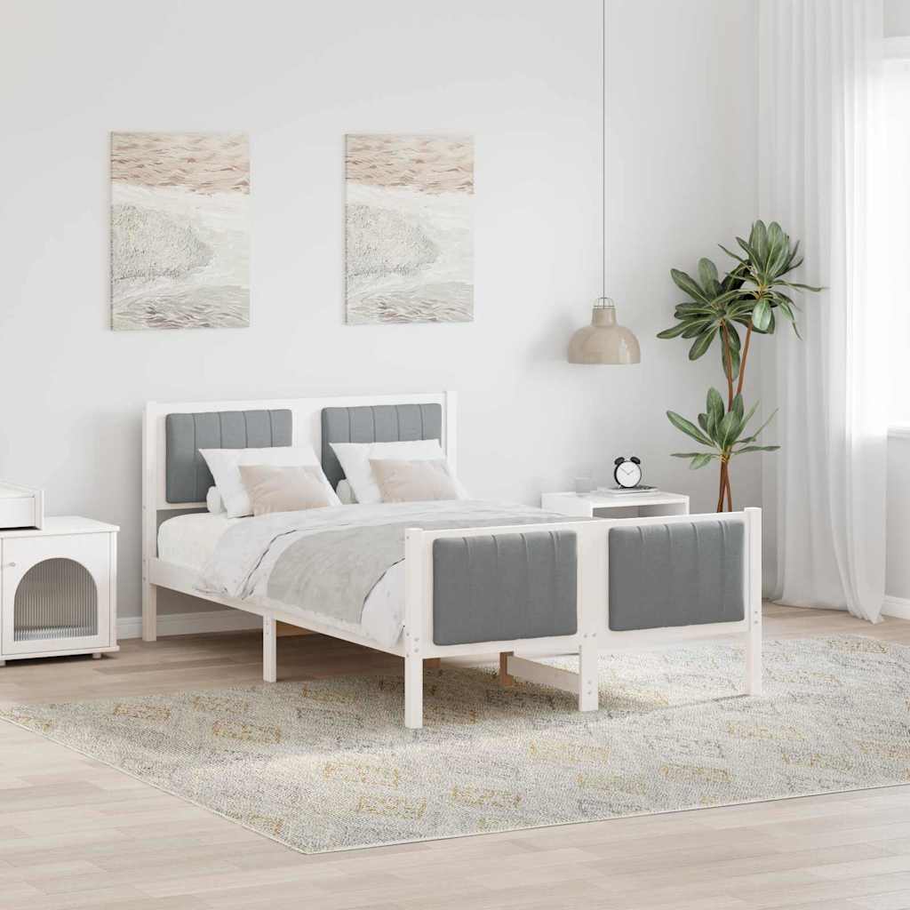 Bedframe Wit en lichtgrijs 120 x 190 cm Massief grenenhout is nu te koop bij PeponiXL, paradijselijk wonen!