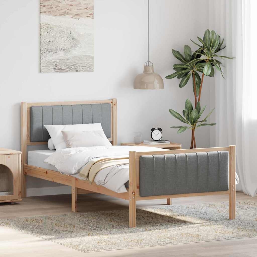 Bedframe Bruin en lichtgrijs 90 x 190 cm Massief grenenhout is nu te koop bij PeponiXL, paradijselijk wonen!