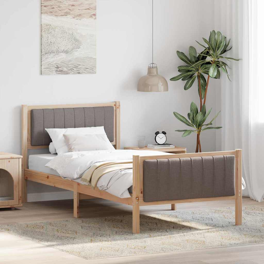 Bedframe Bruin en taupe 90 x 190 cm Massief grenenhout is nu te koop bij PeponiXL, paradijselijk wonen!