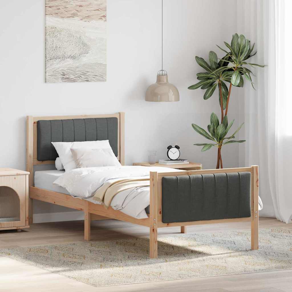 Bedframe Bruin en donkergrijs 75 x 190 cm Massief grenenhout is nu te koop bij PeponiXL, paradijselijk wonen!