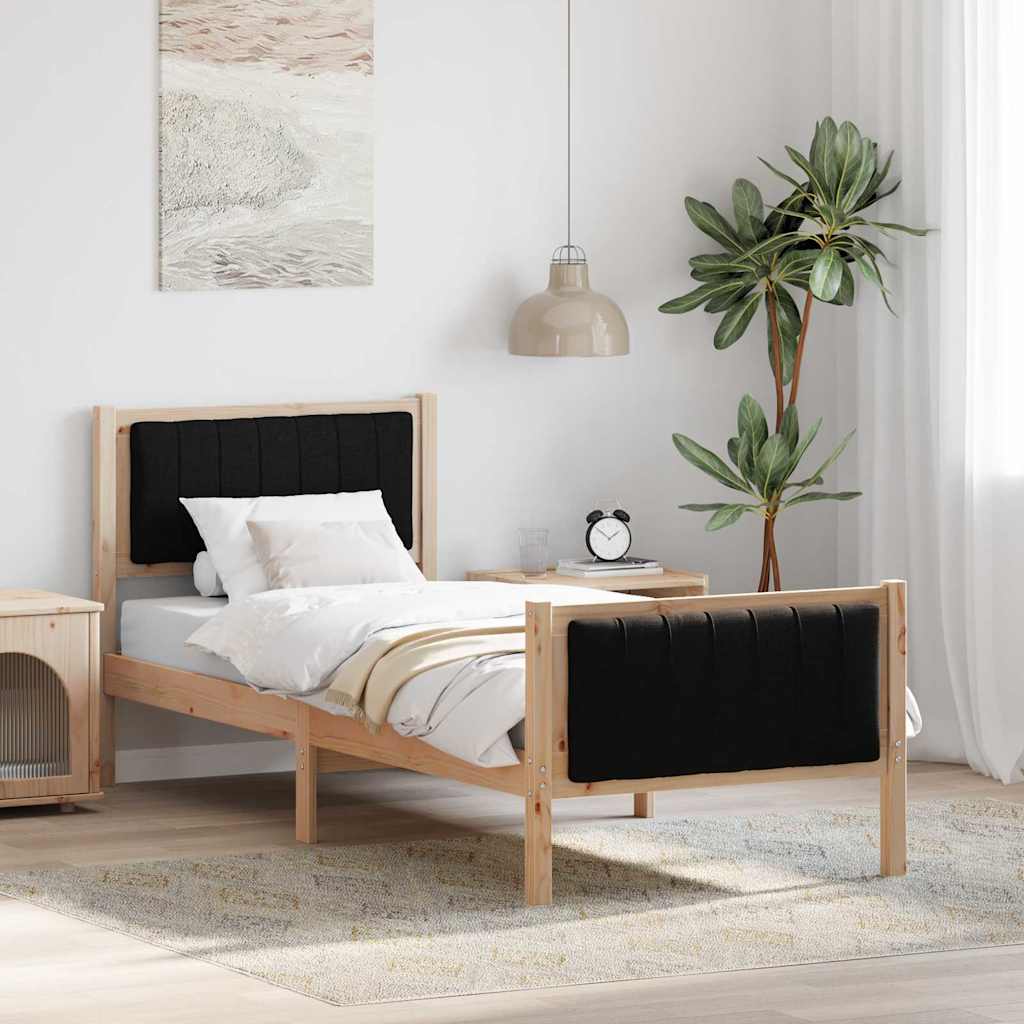 Bedframe Bruin en zwart 75 x 190 cm Massief grenenhout is nu te koop bij PeponiXL, paradijselijk wonen!