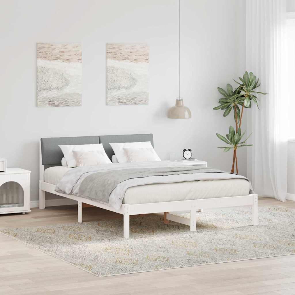 Bedframe Wit en lichtgrijs 140 x 200 cm Massief grenenhout is nu te koop bij PeponiXL, paradijselijk wonen!