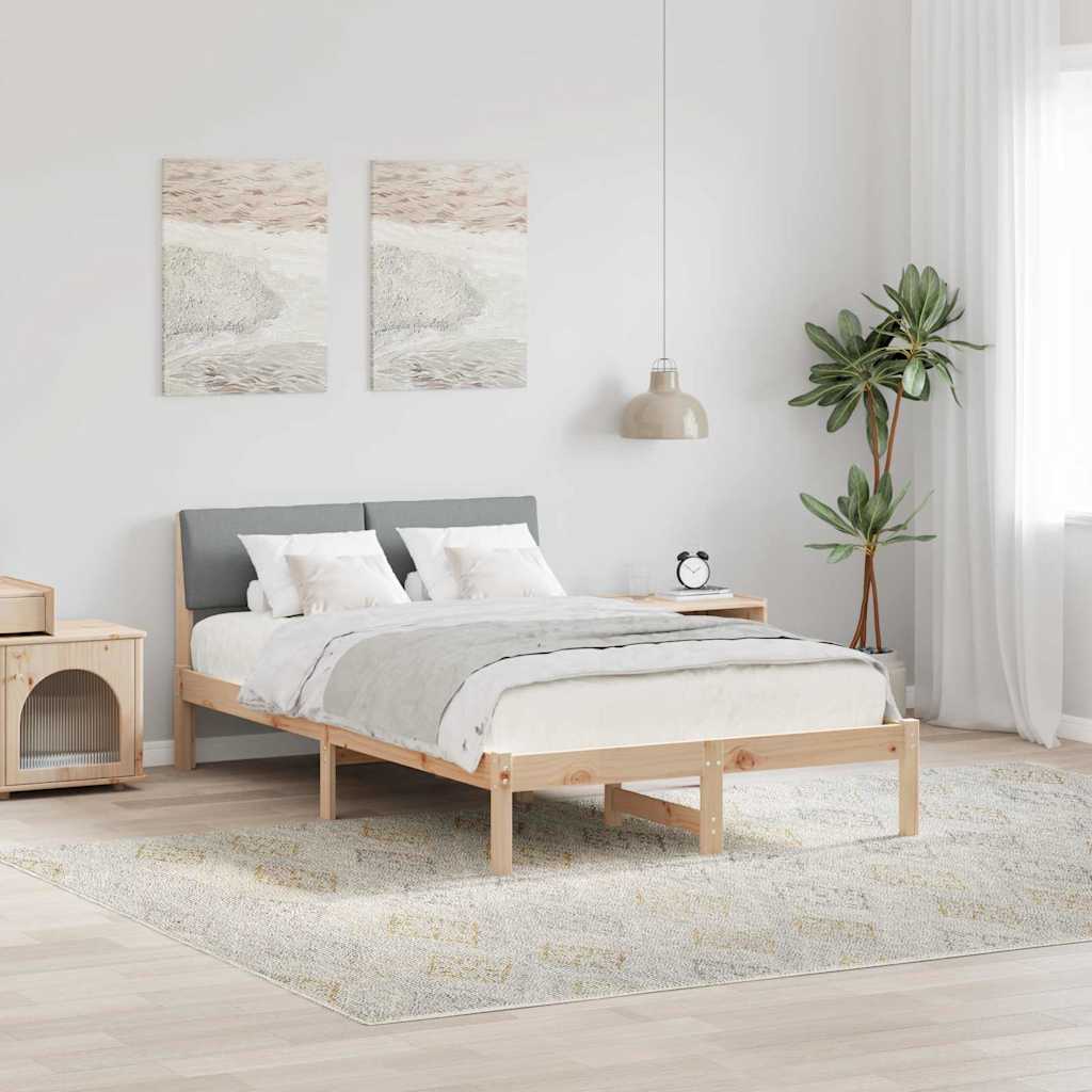 Bedframe Bruin en lichtgrijs 120 x 200 cm Massief grenenhout is nu te koop bij PeponiXL, paradijselijk wonen!