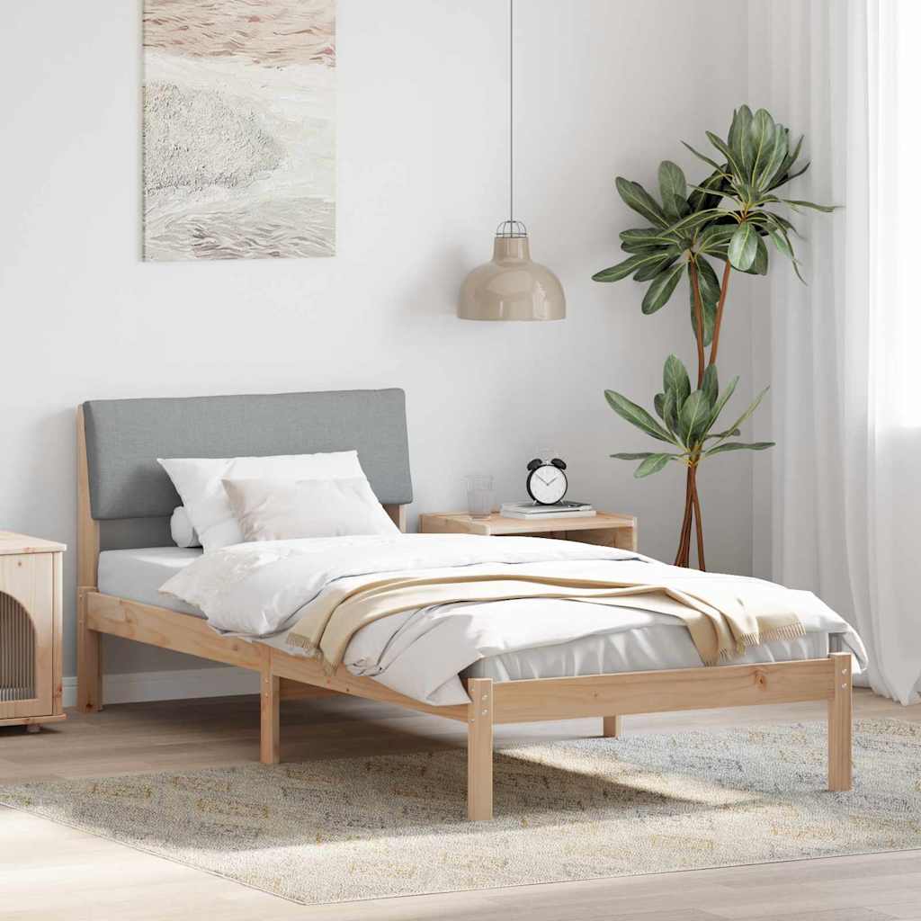 Bedframe Bruin en lichtgrijs 100 x 200 cm Massief grenenhout is nu te koop bij PeponiXL, paradijselijk wonen!