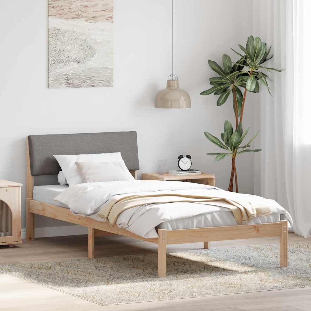 Bedframe Bruin en taupe 100 x 200 cm Massief grenenhout is nu te koop bij PeponiXL, paradijselijk wonen!