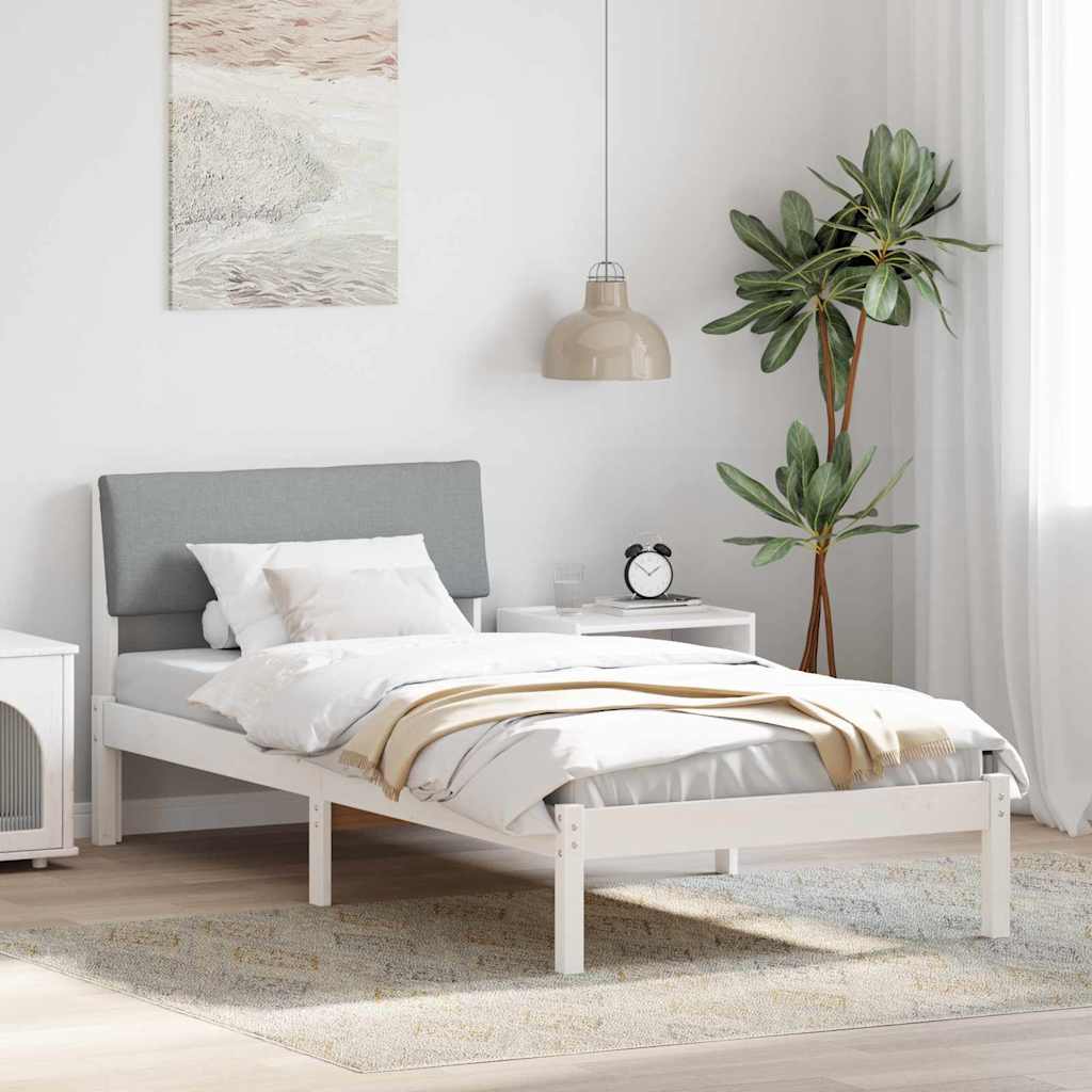 Bedframe Wit en lichtgrijs 100 x 200 cm Massief grenenhout is nu te koop bij PeponiXL, paradijselijk wonen!