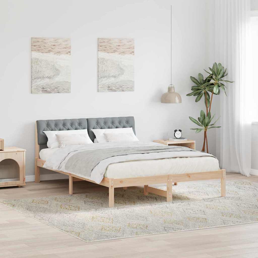 Bedframe Bruin en lichtgrijs 140 x 190 cm Massief grenenhout is nu te koop bij PeponiXL, paradijselijk wonen!