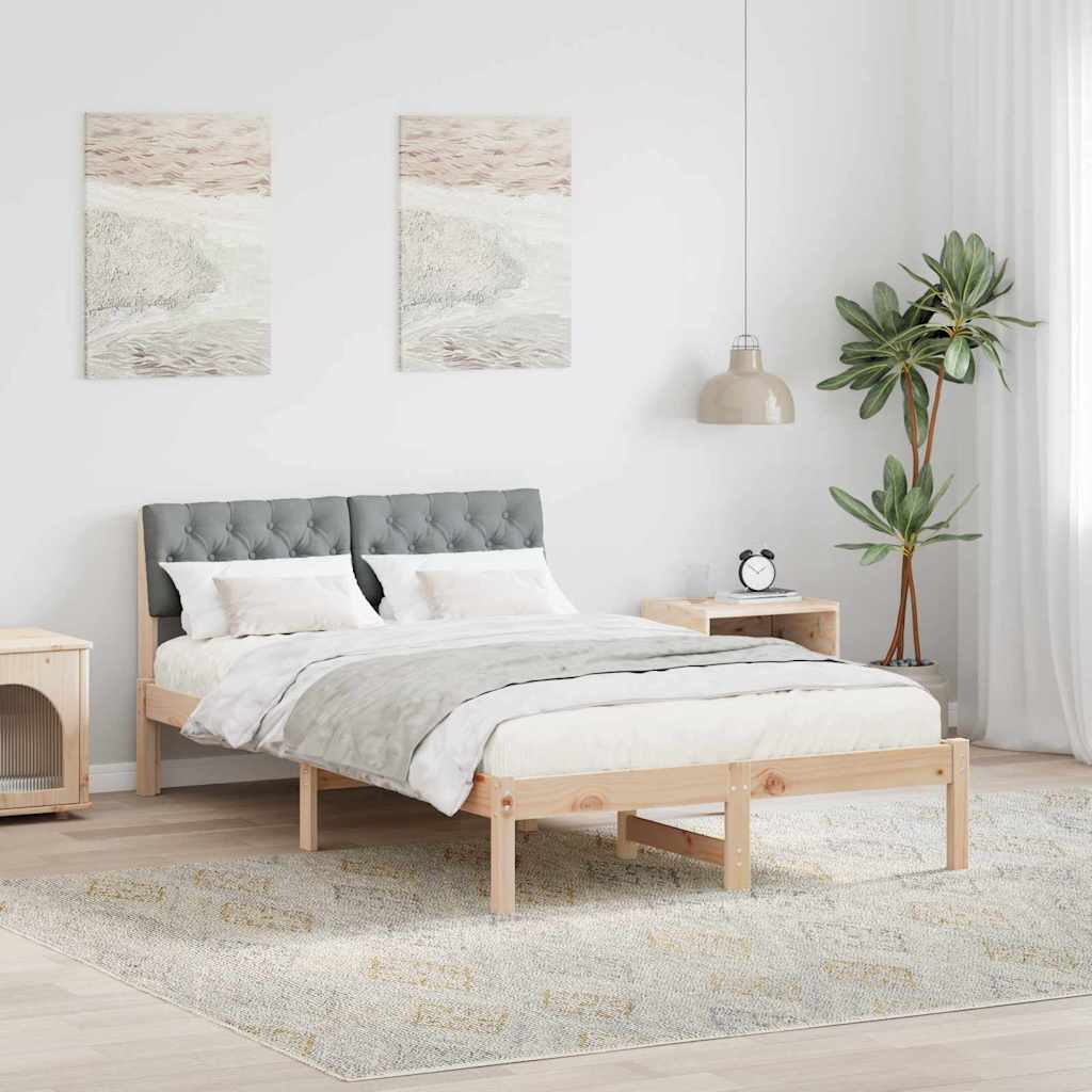 Bedframe Bruin en lichtgrijs 120 x 190 cm Massief grenenhout is nu te koop bij PeponiXL, paradijselijk wonen!