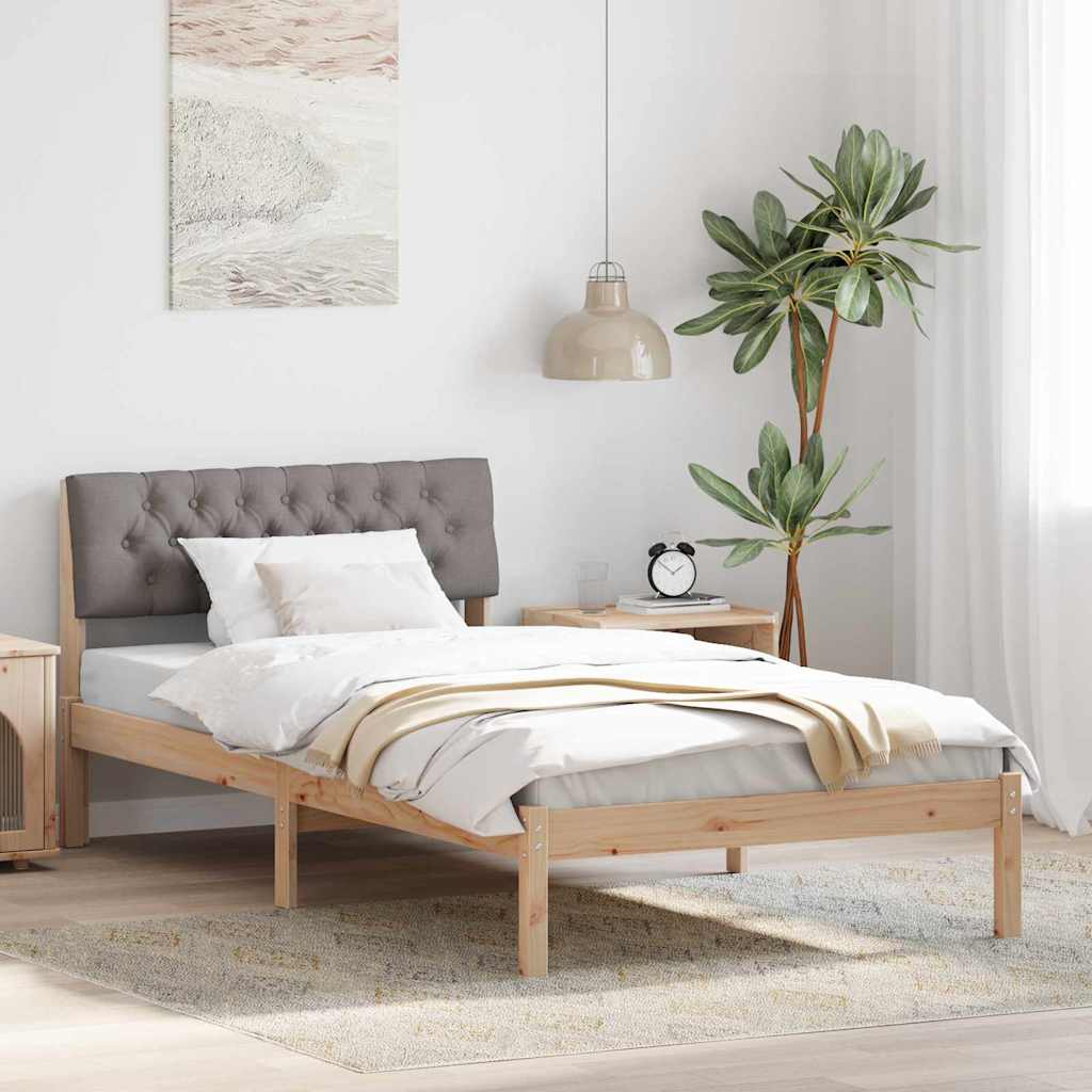 Bedframe Bruin en taupe 100 x 200 cm Massief grenenhout is nu te koop bij PeponiXL, paradijselijk wonen!