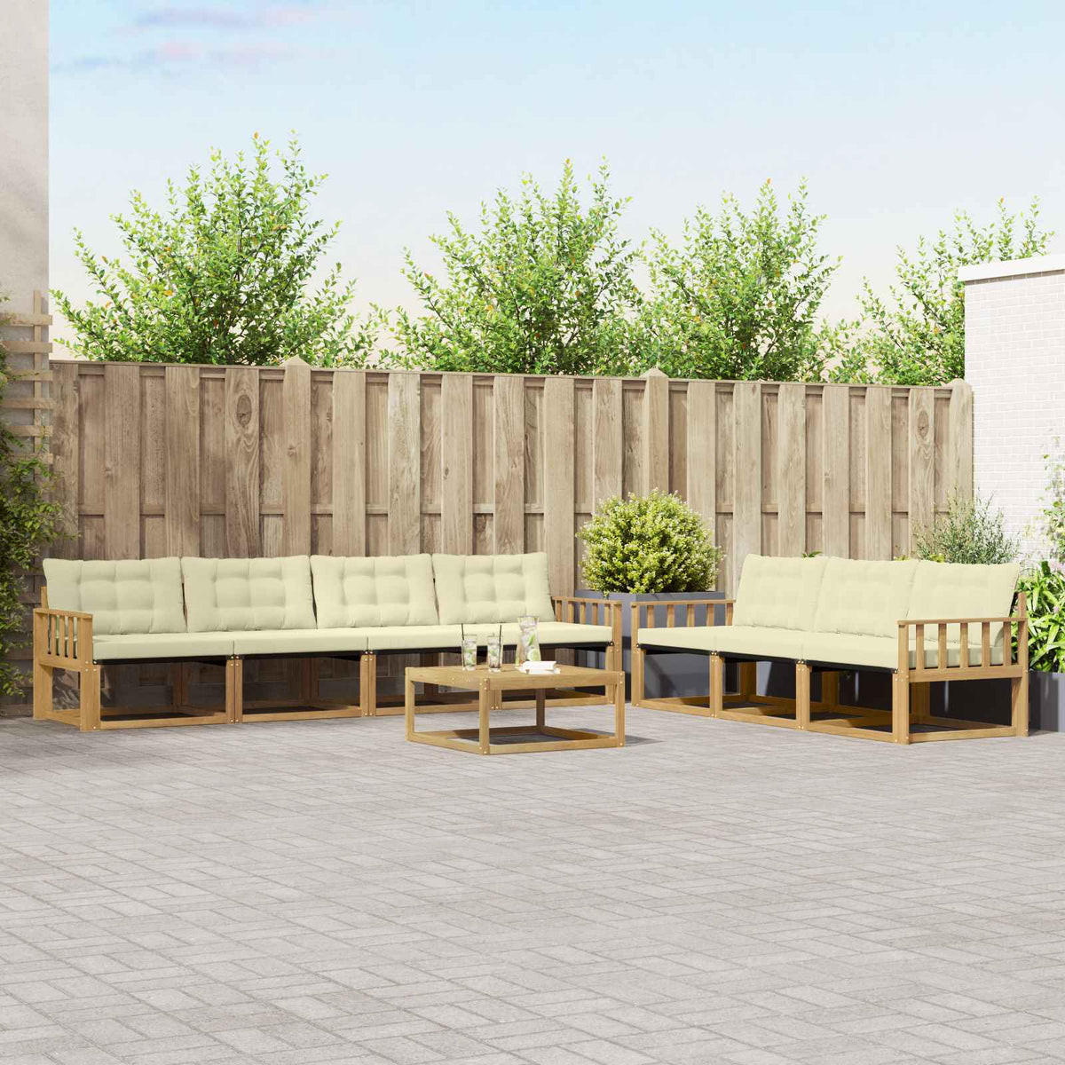 Buiten bankenset 8 pcs Wit en crèmekleurig is nu te koop bij PeponiXL, paradijselijk wonen!