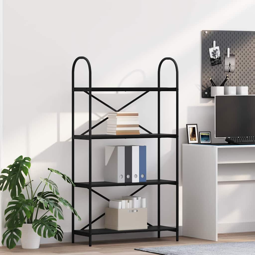 Boekenkast Zwart Eiken 80 x 30 x 146 cm Bewerkt hout is nu te koop bij PeponiXL, paradijselijk wonen!
