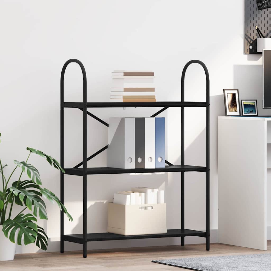 Boekenkast Zwart Eiken 80 x 30 x 109 cm Bewerkt hout is nu te koop bij PeponiXL, paradijselijk wonen!