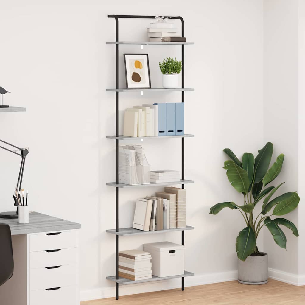 Boekenkast Grijs Sonoma 60 x 24 x 203 cm Bewerkt hout is nu te koop bij PeponiXL, paradijselijk wonen!