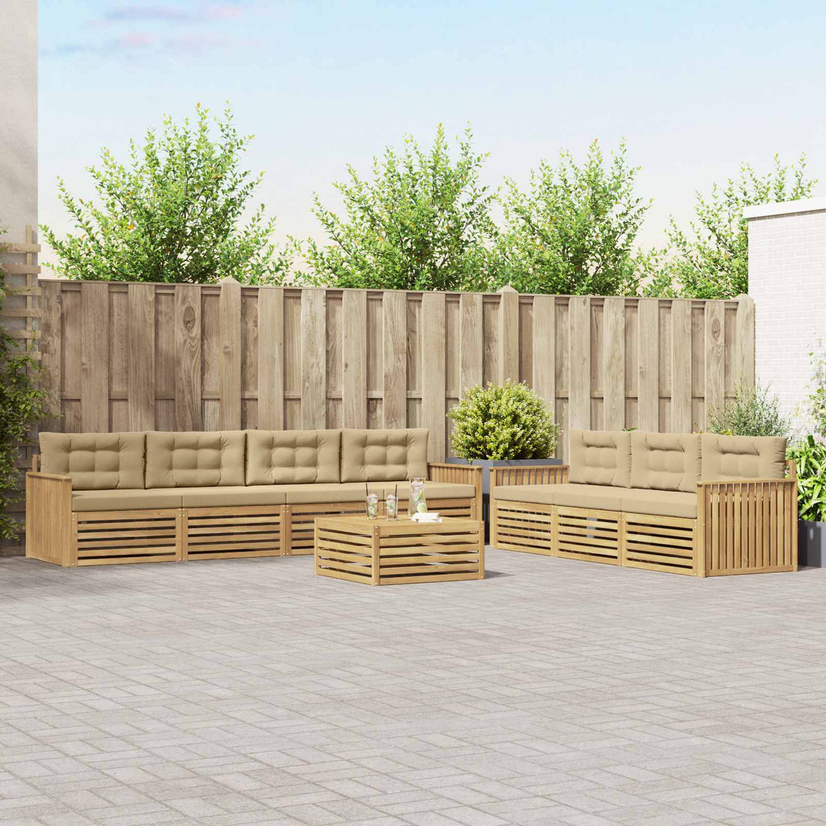 Buiten bankenset 8 pcs Wit en Beige is nu te koop bij PeponiXL, paradijselijk wonen!