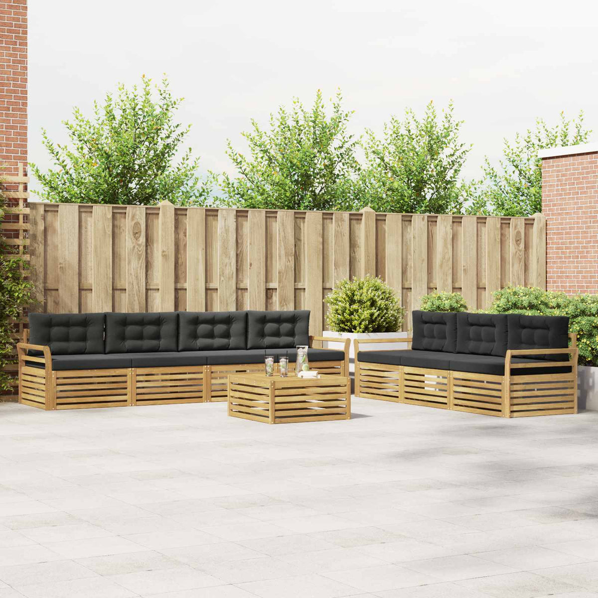 Buiten bankenset 8 pcs Wit en antracietkleurig is nu te koop bij PeponiXL, paradijselijk wonen!