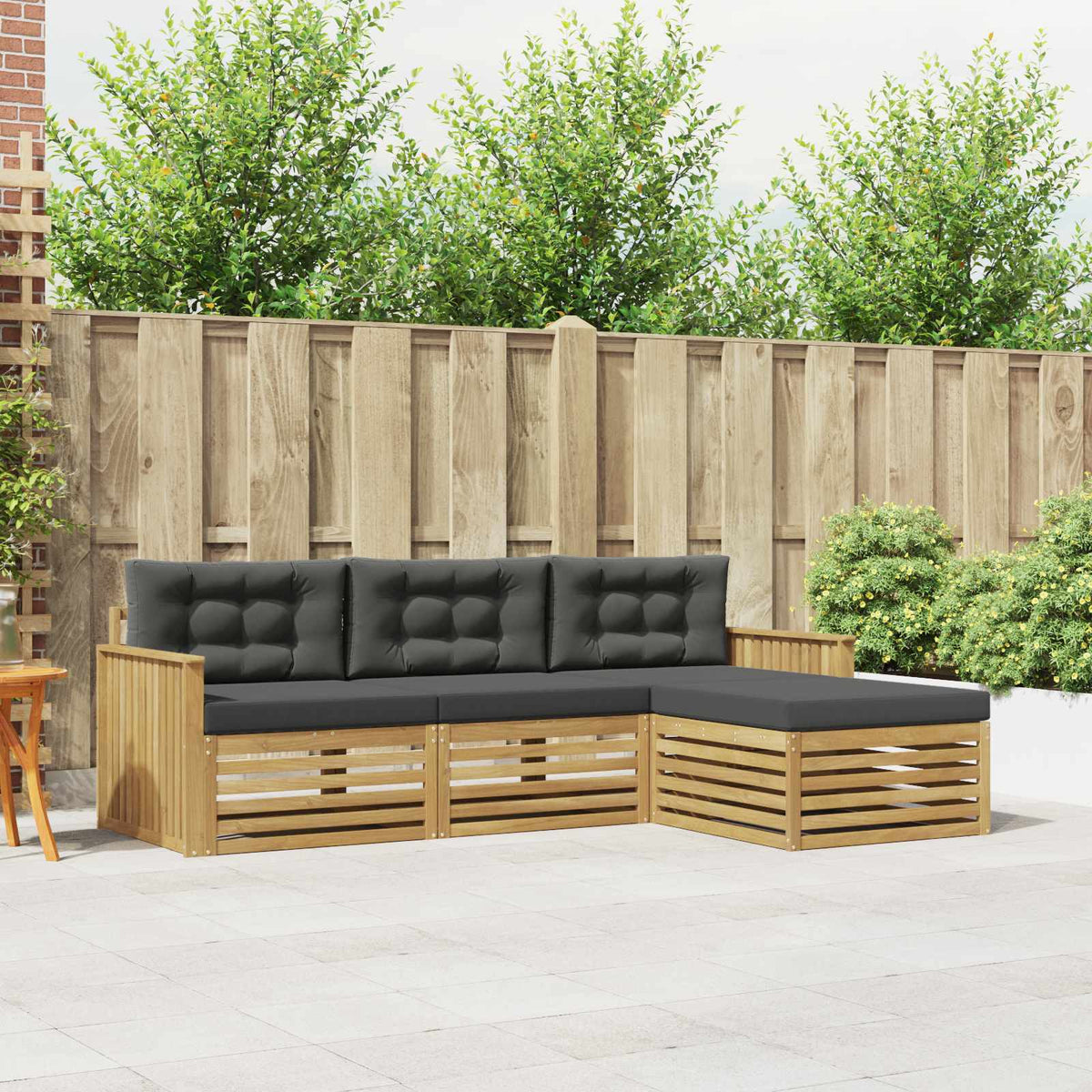Buiten bankenset 4 pcs Wit en antracietkleurig is nu te koop bij PeponiXL, paradijselijk wonen!