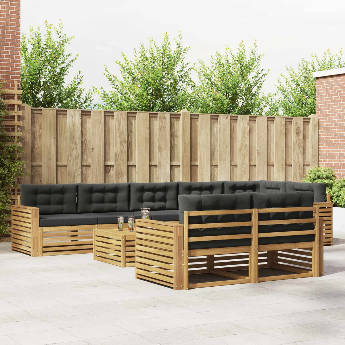 Buiten bankenset 9 pcs Wit en antracietkleurig 79 x 79 x 37 cm is nu te koop bij PeponiXL, paradijselijk wonen!