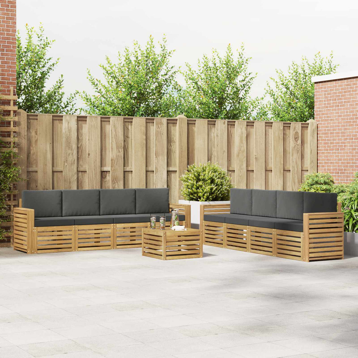 Sofa-Sets 9 pcs Wit en antracietkleurig 59 x 59 x 37 cm is nu te koop bij PeponiXL, paradijselijk wonen!