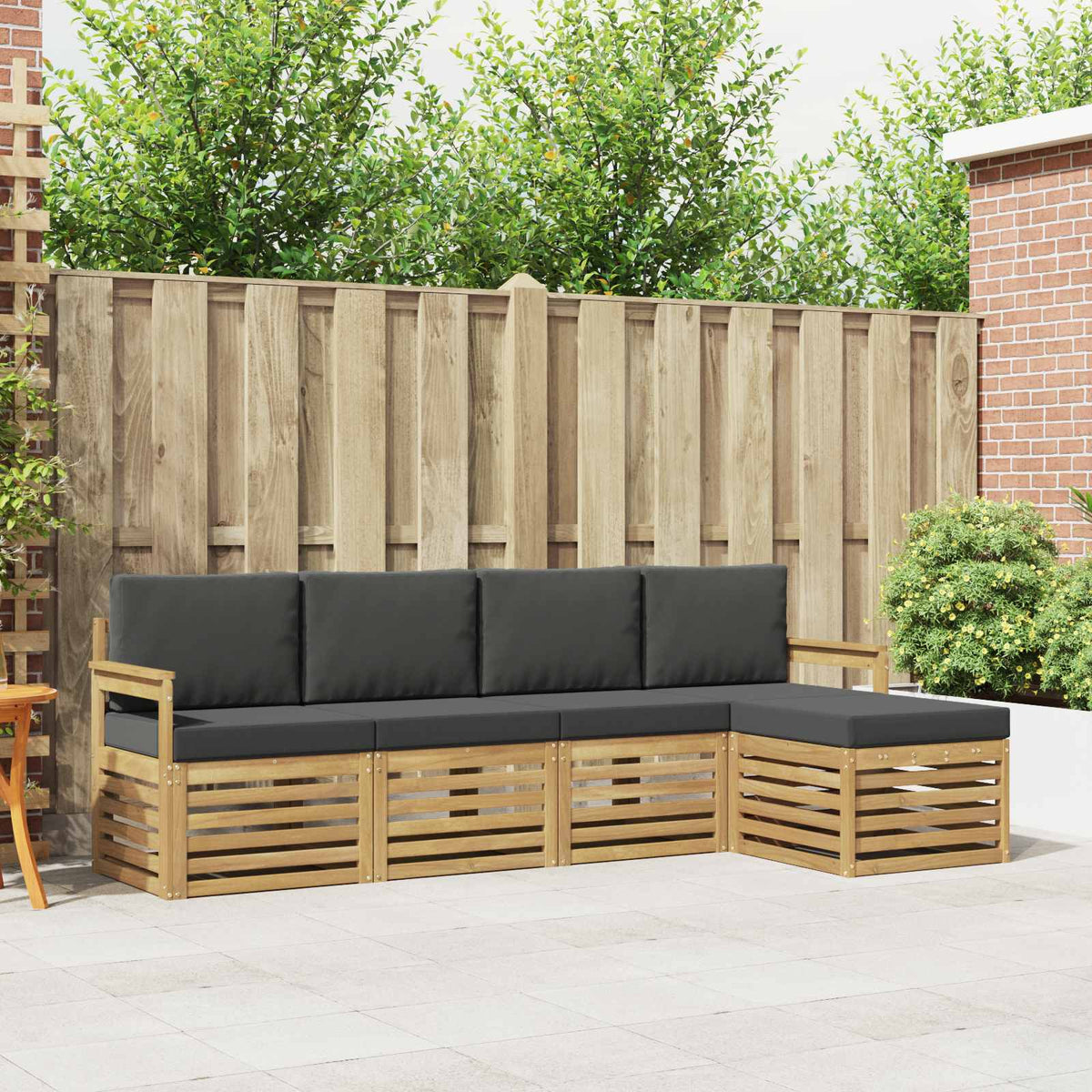 Buiten bankenset 5 pcs Wit en antracietkleurig is nu te koop bij PeponiXL, paradijselijk wonen!