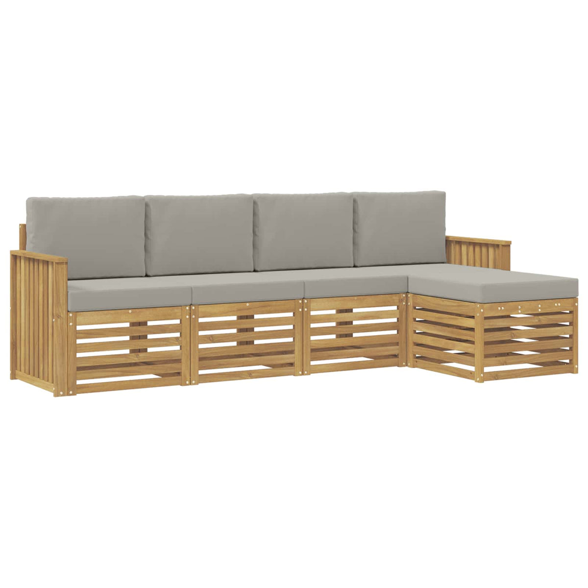 Buiten bankenset 5 pcs Wit en Lichtgrijs 249 x 122,5 x 73 cm is nu te koop bij PeponiXL, paradijselijk wonen!