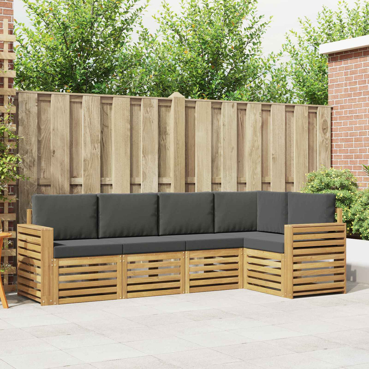 Buiten bankenset 5 pcs Wit en antracietkleurig is nu te koop bij PeponiXL, paradijselijk wonen!
