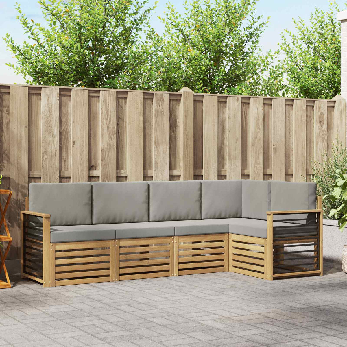 Buiten bankenset 5 pcs Wit en Lichtgrijs 247 x 128,5 x 73 cm is nu te koop bij PeponiXL, paradijselijk wonen!