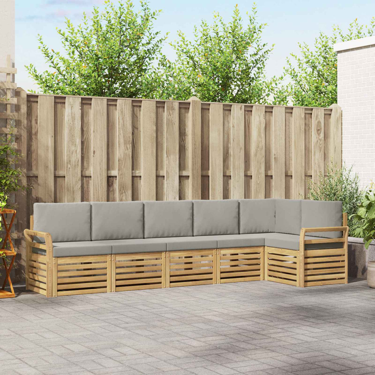 Buiten bankenset 6 pcs Wit en Lichtgrijs 308 x 130,5 x 73 cm is nu te koop bij PeponiXL, paradijselijk wonen!