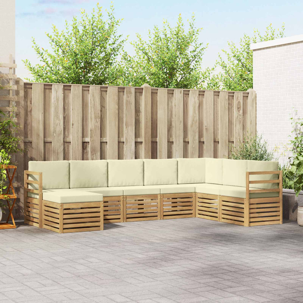 Buiten bankenset 8 pcs Wit en crèmekleurig 304 x 185,5 x 73 cm is nu te koop bij PeponiXL, paradijselijk wonen!