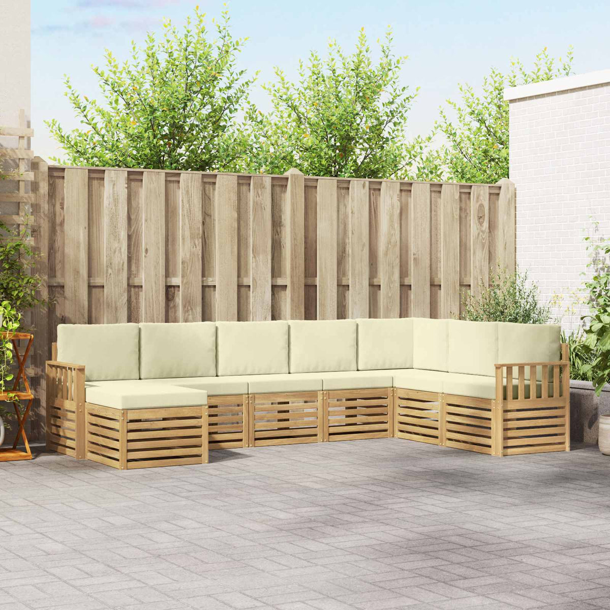 Buiten bankenset 8 pcs Wit en crèmekleurig 306 x 187,5 x 73 cm is nu te koop bij PeponiXL, paradijselijk wonen!