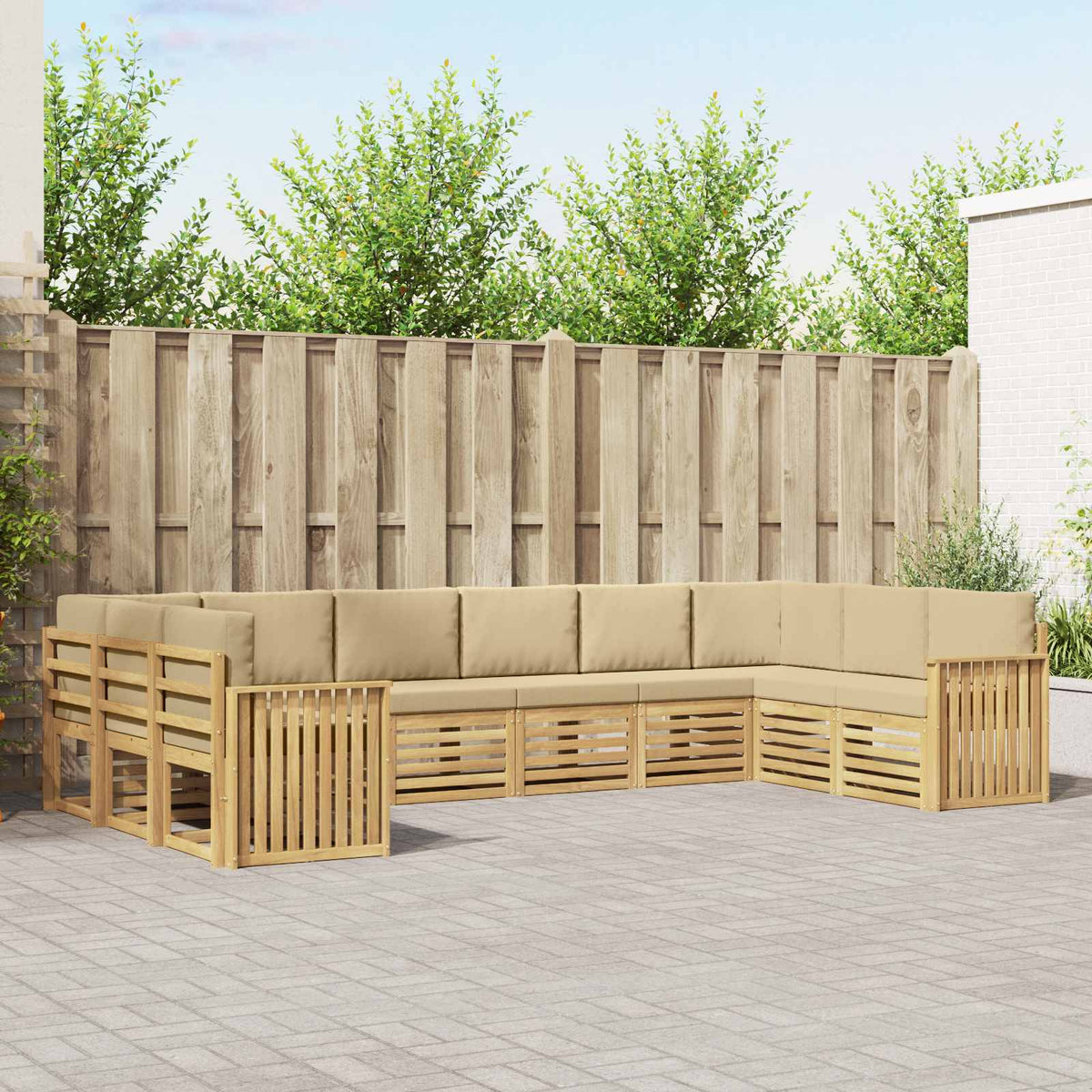 Buiten bankenset 10 pcs Wit en Beige 363 x 187,5 x 73 cm is nu te koop bij PeponiXL, paradijselijk wonen!
