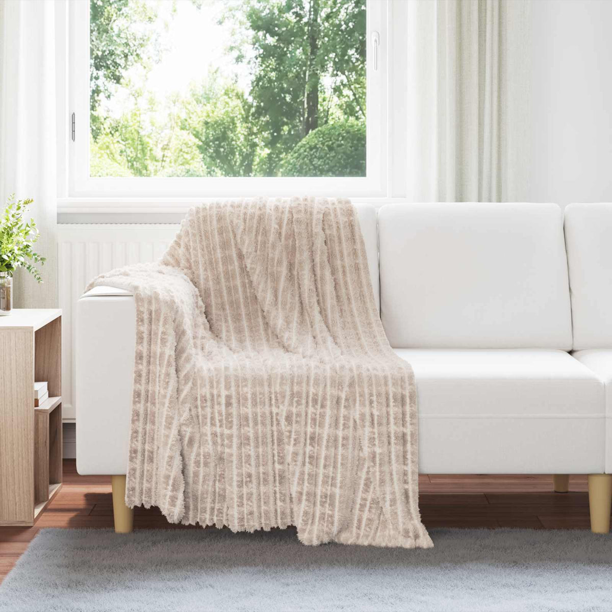 Gooi Deken Beige 150 x 130 cm Fleece is nu te koop bij PeponiXL, paradijselijk wonen!