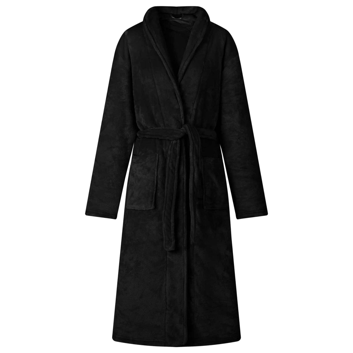 Badjas zonder Kap Zwart l Flanel is nu te koop bij PeponiXL, paradijselijk wonen!