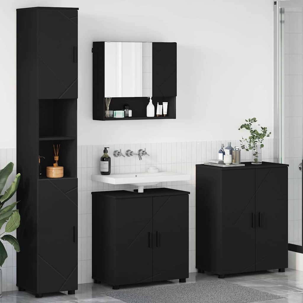 Badkamermeubelset 4 st Zwart 61 x 35 x 64 cm is nu te koop bij PeponiXL, paradijselijk wonen!
