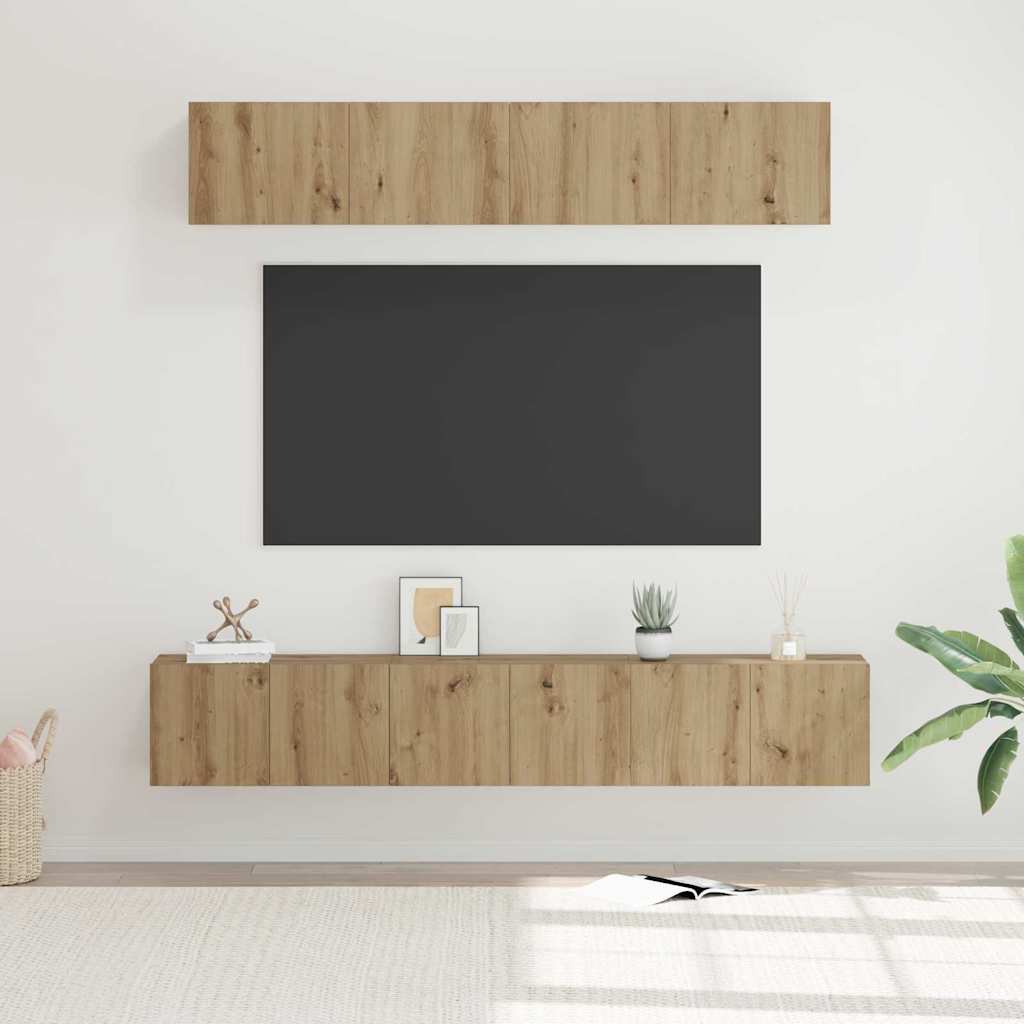 Tv-meubelset 5 pcs Artisan Eiken Bewerkt hout is nu te koop bij PeponiXL, paradijselijk wonen!