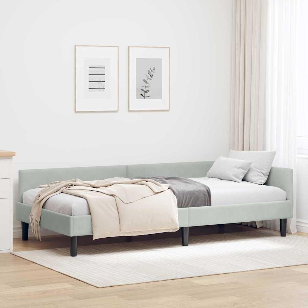 Hoekbedframe met hoofdeinde Lichtgrijs 90 cm x 190 cm Fluweel is nu te koop bij PeponiXL, paradijselijk wonen!
