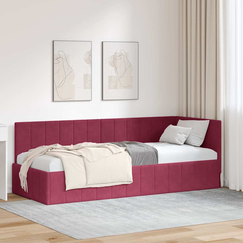 Hoekbedframe met hoofdeinde Wijnrood 80 cm x 200 cm Fluweel is nu te koop bij PeponiXL, paradijselijk wonen!