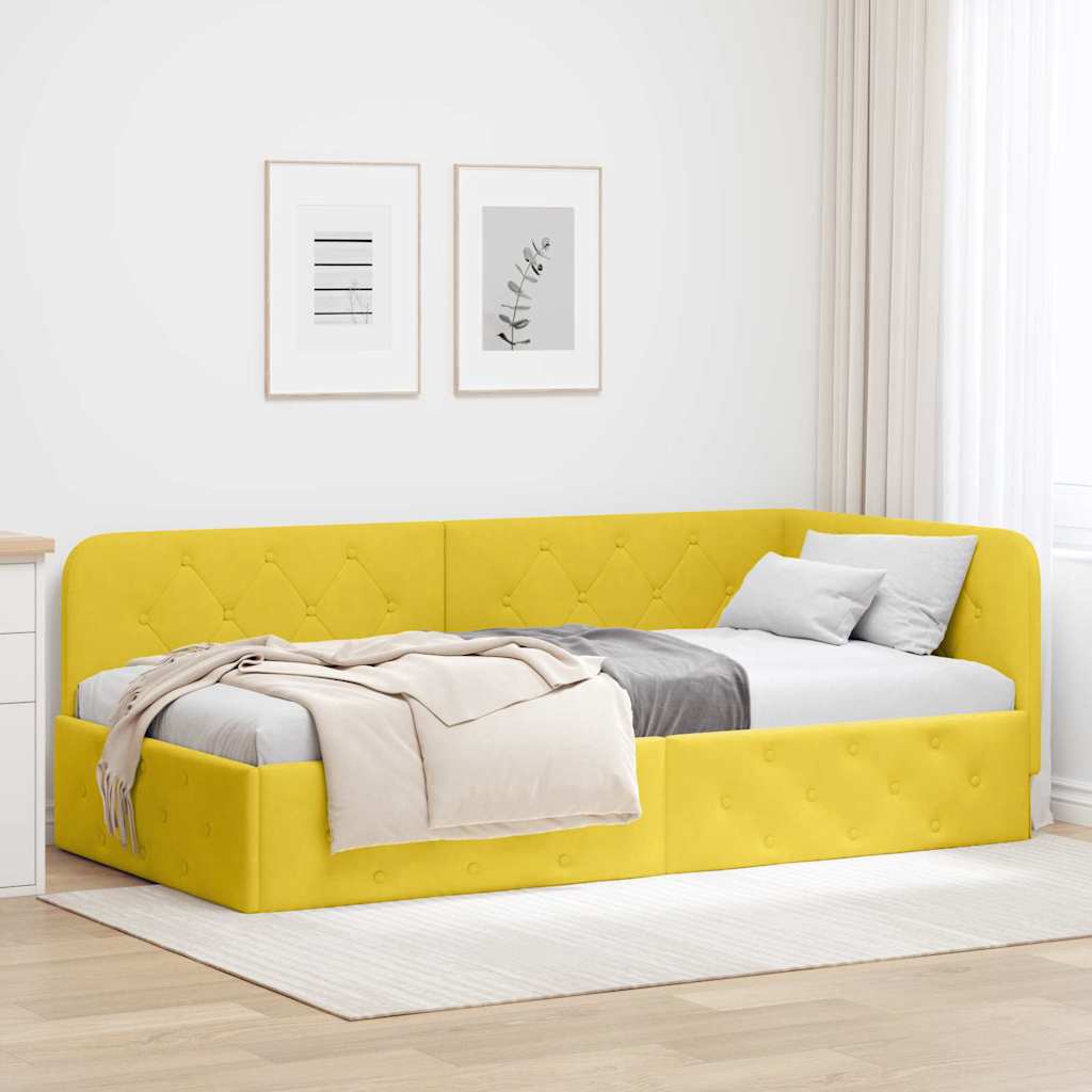 Hoekbedframe Geel 100 x 200 cm Fluweel is nu te koop bij PeponiXL, paradijselijk wonen!