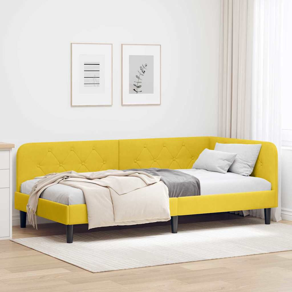 Hoekbedframe Geel 100 x 200 cm Fluweel is nu te koop bij PeponiXL, paradijselijk wonen!