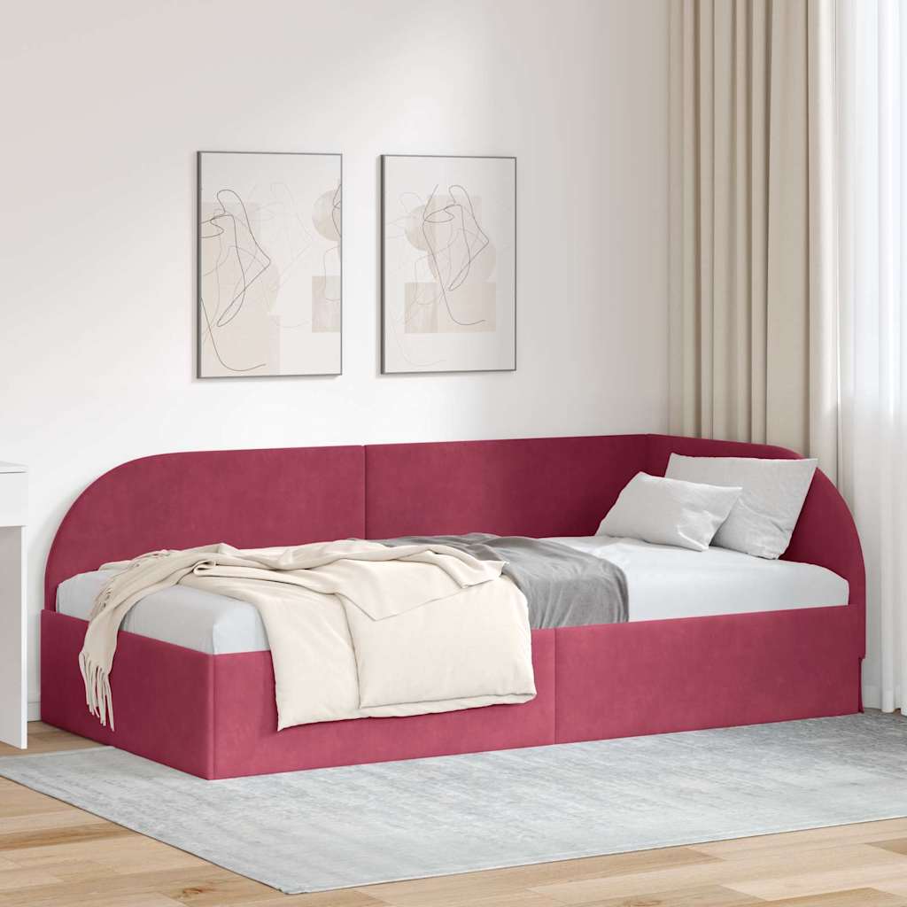 Hoekbedframe met hoofdeinde Wijnrood 80 cm x 200 cm Fluweel is nu te koop bij PeponiXL, paradijselijk wonen!