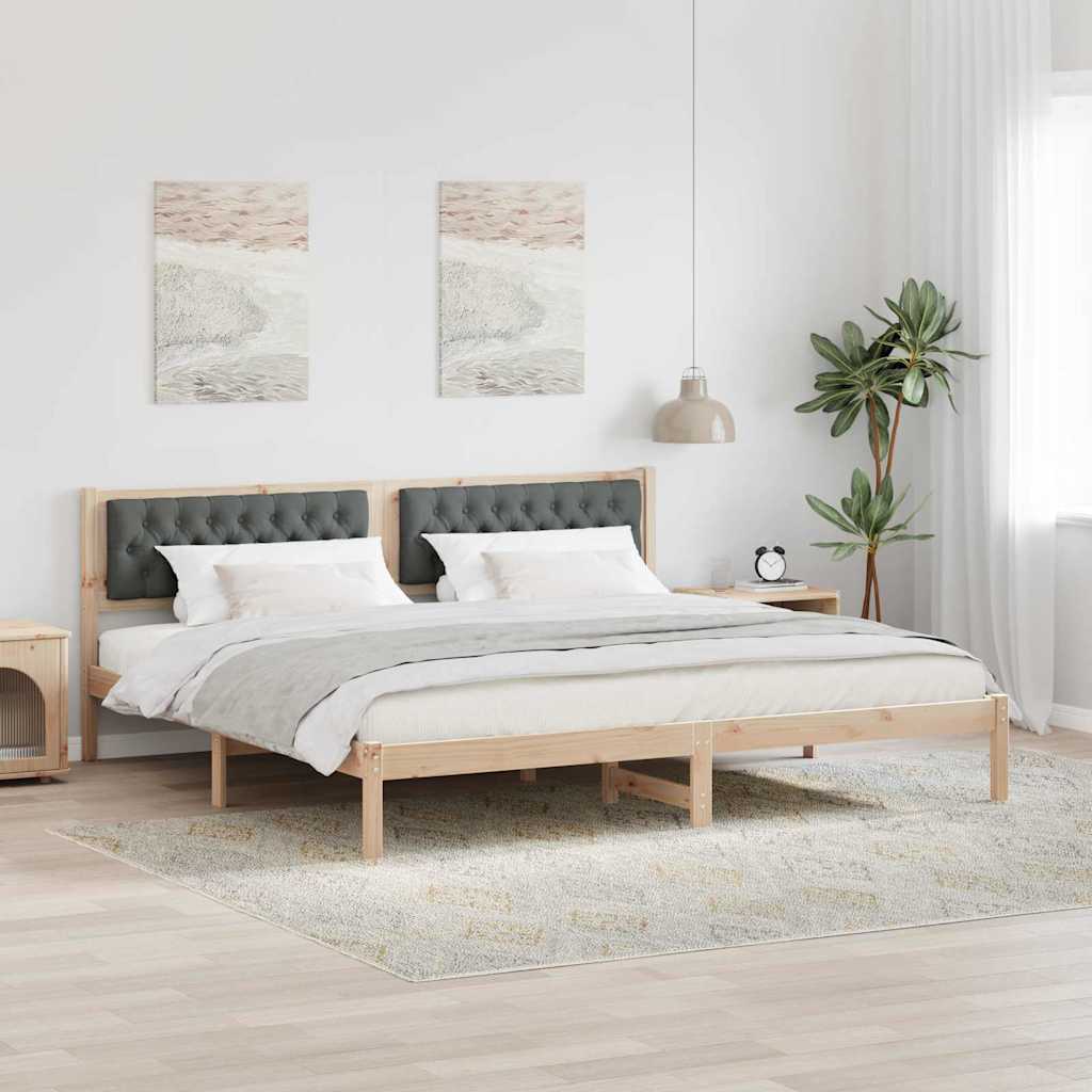 Bedframe Donkergrijs 200 x 200 cm Massief grenenhout is nu te koop bij PeponiXL, paradijselijk wonen!