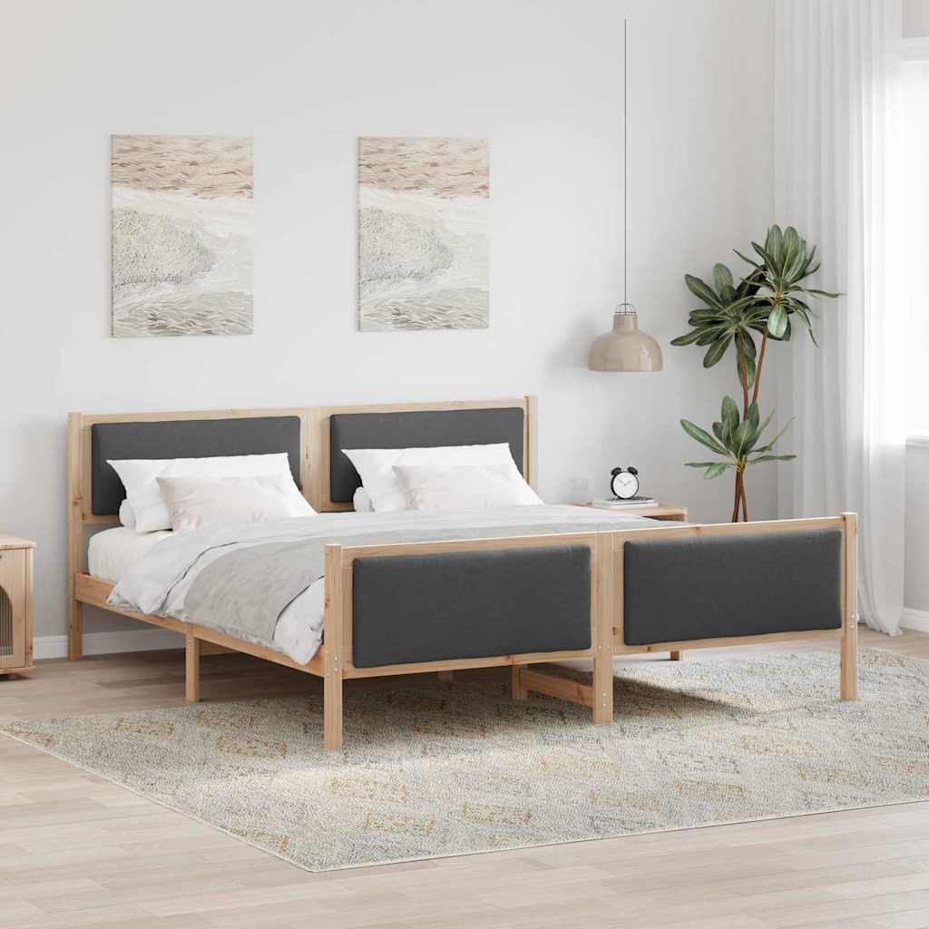 Bedframe met hoofdeinde Donkergrijs 200 x 200 cm Stof is nu te koop bij PeponiXL, paradijselijk wonen!