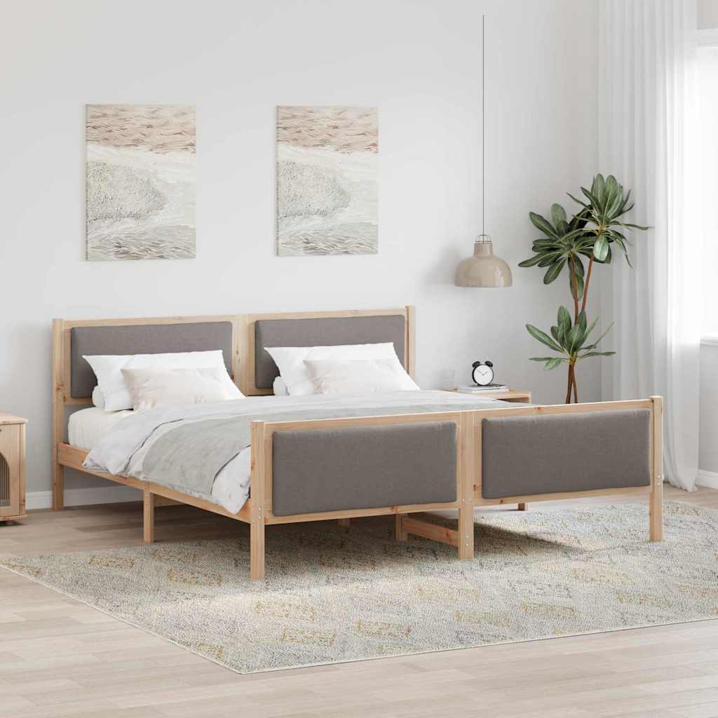 Bedframe met hoofdeinde Taupe 180 x 200 cm Stof is nu te koop bij PeponiXL, paradijselijk wonen!