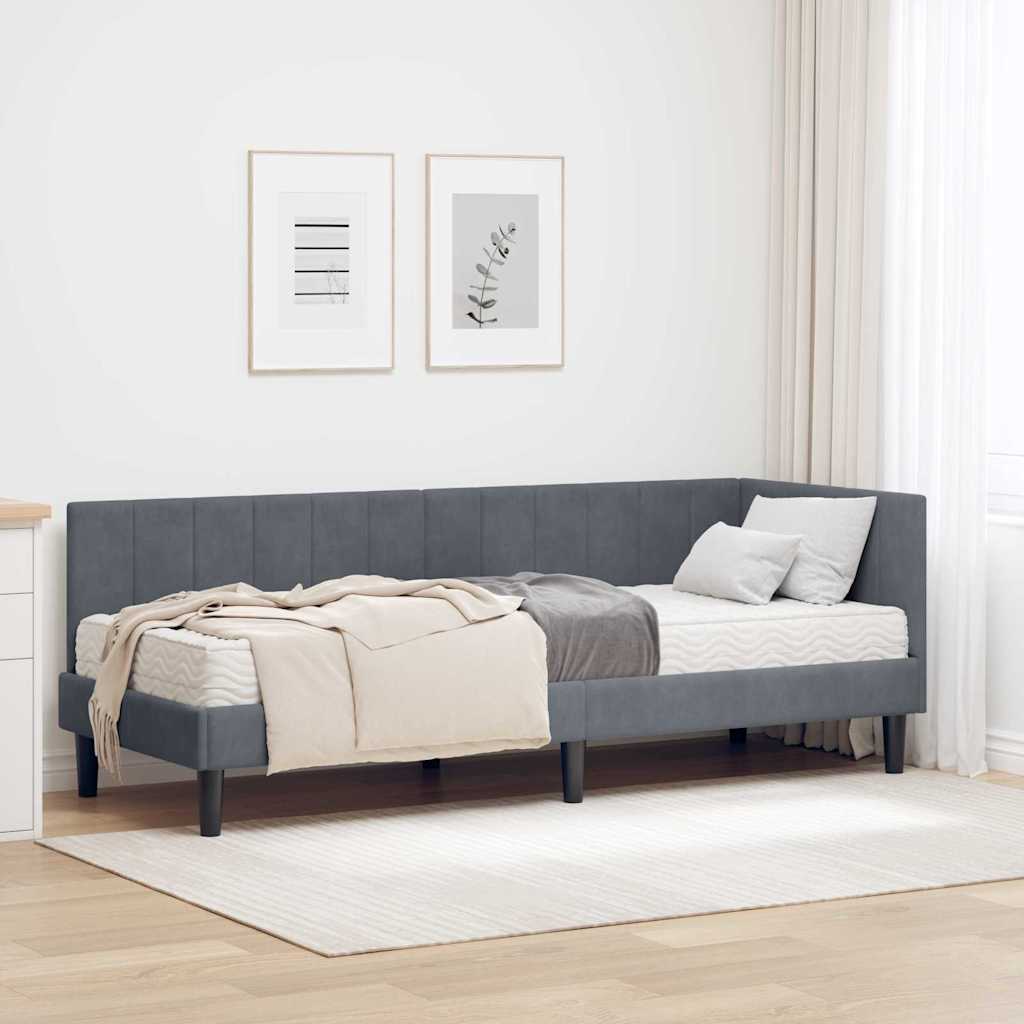 Hoekbedframe met Matras met hoofdeinde 2 pcs Grijs Fluweel is nu te koop bij PeponiXL, paradijselijk wonen!