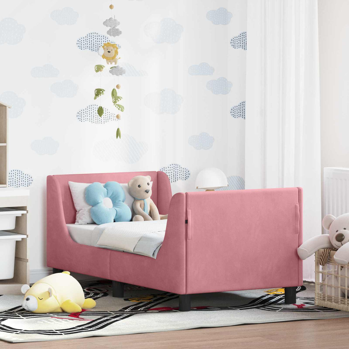 Peuterbedframe met hoofdbord Roze 70 x 140 cm Fluweel is nu te koop bij PeponiXL, paradijselijk wonen!