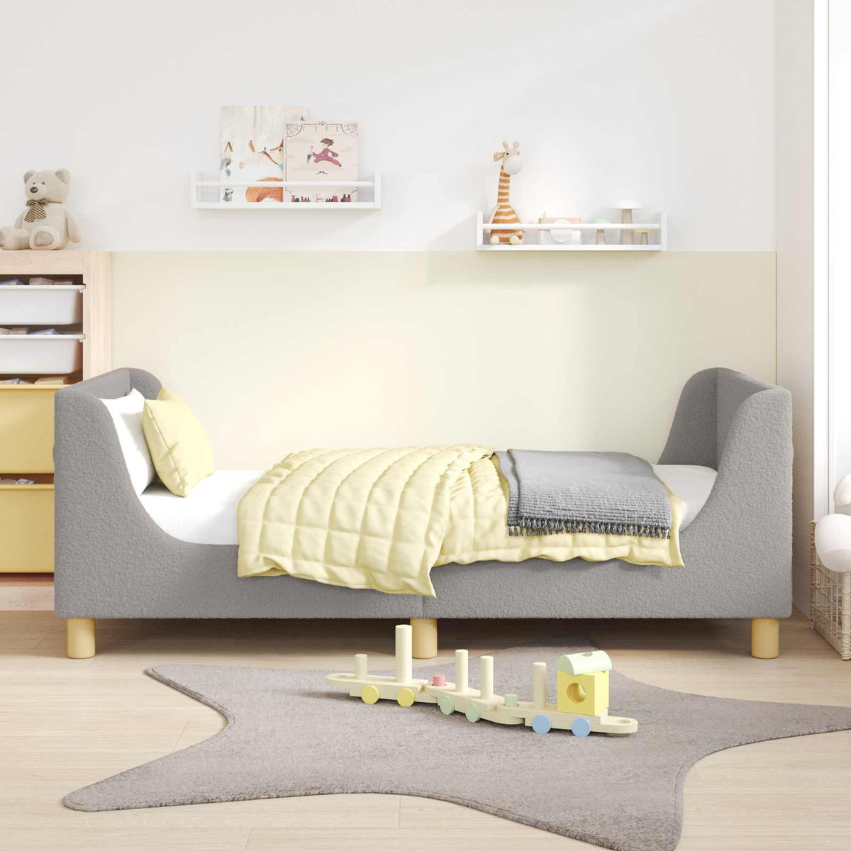 Bedframe voor kinderen met hoofdbord Lichtgrijs 80 x 160 cm is nu te koop bij PeponiXL, paradijselijk wonen!