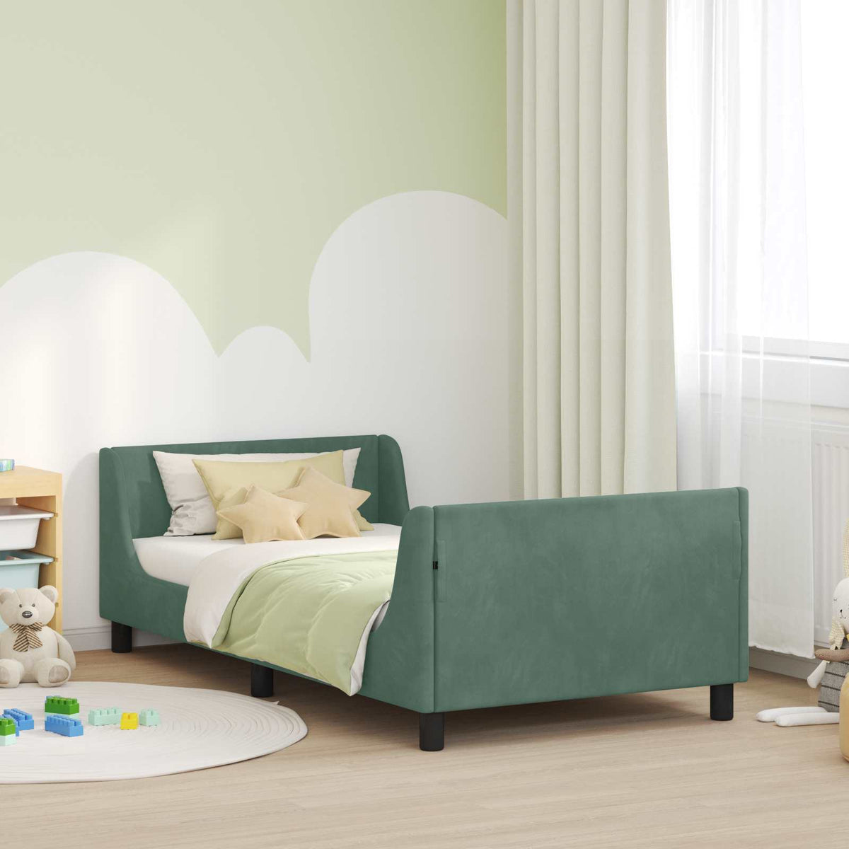 Bedframe voor kinderen met hoofdbord Zeegroen 90 x 200 cm is nu te koop bij PeponiXL, paradijselijk wonen!